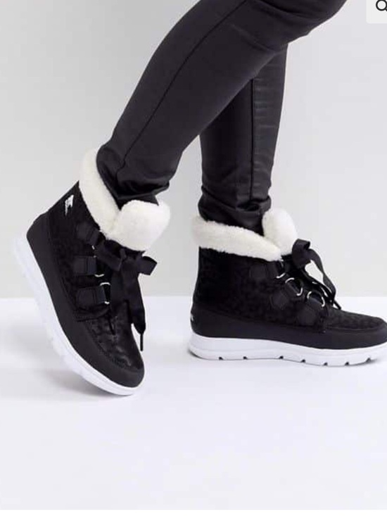 Sorel Shoes - Sorel Explorer Carnival women size 7.5 black Faux-Fur Collar Lace-Up Winter Boot